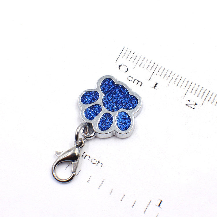 10 PCS Enamel Cat Dog  Bear Paw Prints Key Chain Jewelry Making(Hot Pink)