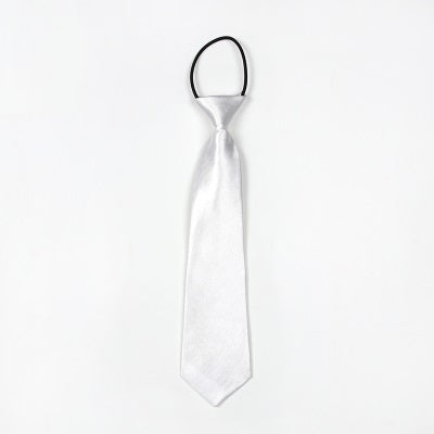 Solid Color Casual Rubber Band Lazy Tie for Children(White)