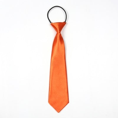 Solid Color Casual Rubber Band Lazy Tie for Children(Orange)