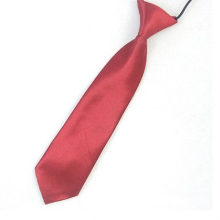 Solid Color Casual Rubber Band Lazy Tie for Children(Wine red)