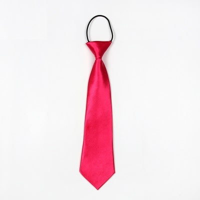 Solid Color Casual Rubber Band Lazy Tie for Children(Rose Red)