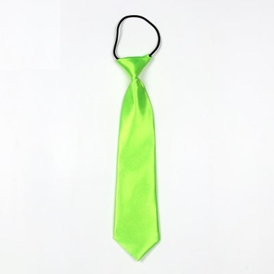 Solid Color Casual Rubber Band Lazy Tie for Children(Fluorescent Green)