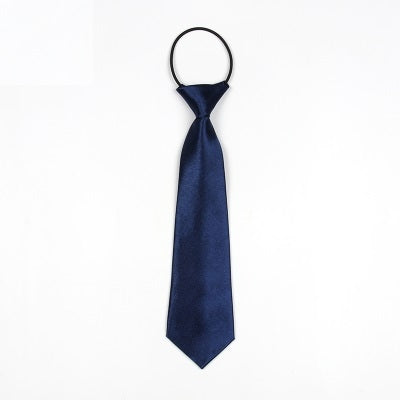 Solid Color Casual Rubber Band Lazy Tie for Children(Navy Blue)