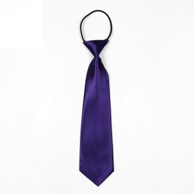 Solid Color Casual Rubber Band Lazy Tie for Children(Dark Purple)