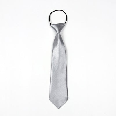 Solid Color Casual Rubber Band Lazy Tie for Children(Silver)