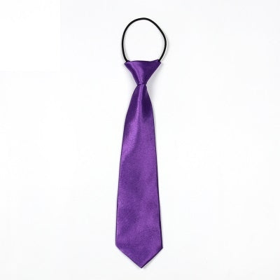 Solid Color Casual Rubber Band Lazy Tie for Children(Purple)