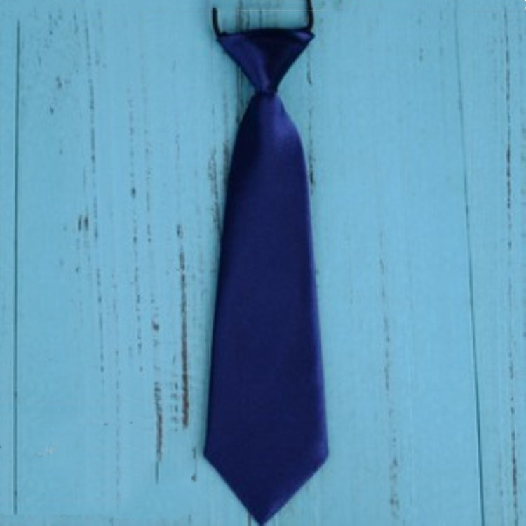 Solid Color Casual Rubber Band Lazy Tie for Children(Light Navy)