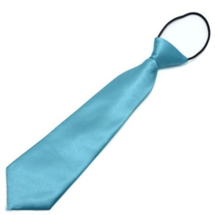 Solid Color Casual Rubber Band Lazy Tie for Children(Lake Blue)