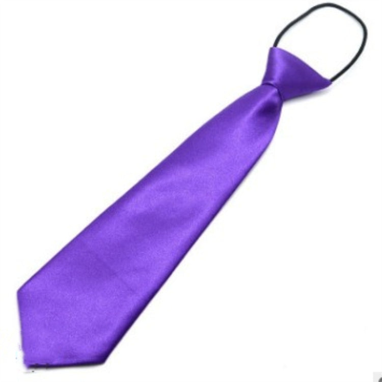 Solid Color Casual Rubber Band Lazy Tie for Children(Mid-Purple)