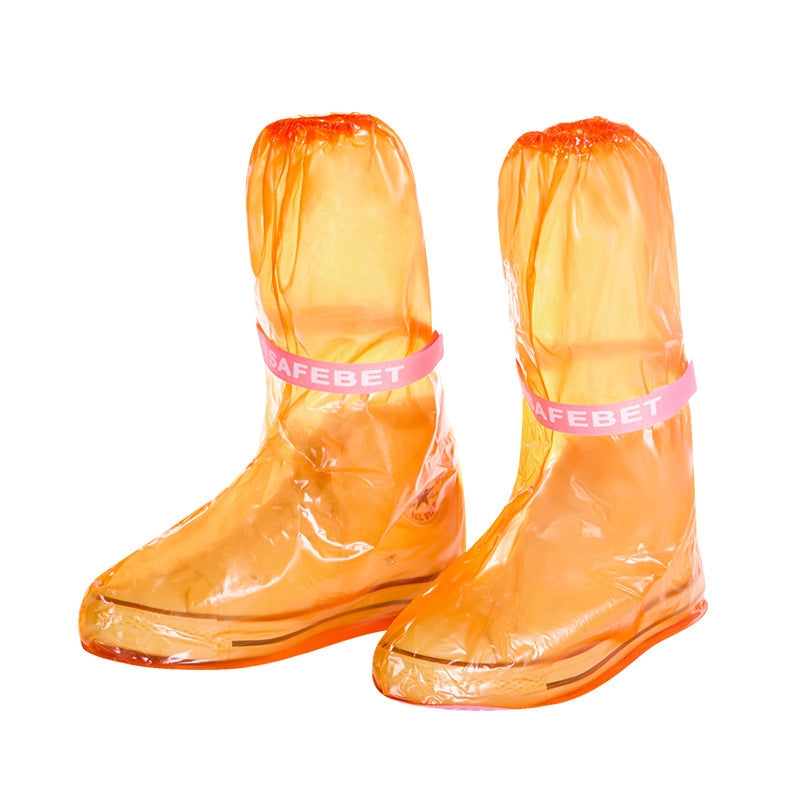 High Tube PVC Non-slip Waterproof Reusable Rain Shoe Boots Cover, Size:M (Orange)