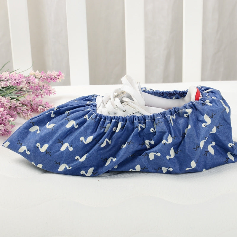2 Pair Thicken Reusable Elastic Shoe Cover Home Indoor Antiskid Overshoes Flamingo Dust Waterproof Shoe Cover(Blue)