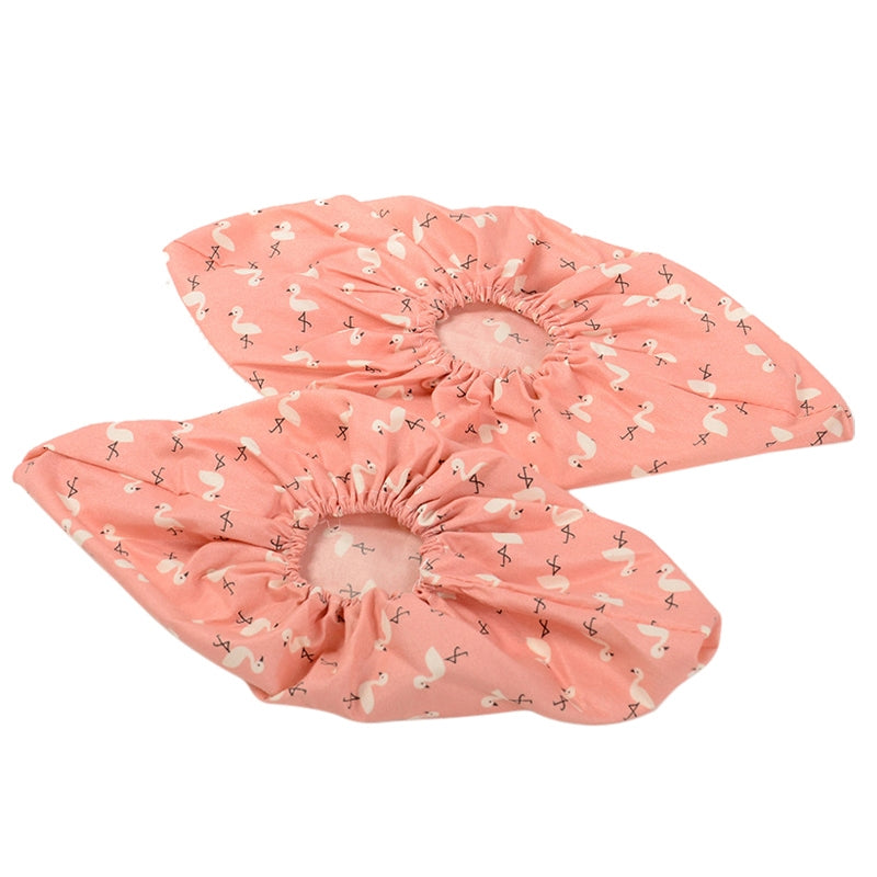 2 Pair Thicken Reusable Elastic Shoe Cover Home Indoor Antiskid Overshoes Flamingo Dust Waterproof Shoe Cover(Pink)