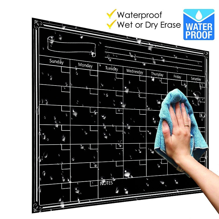 2 PCS  Rewritable Magnetic Calendar Stickers Refrigerator Stickers Message Board Blackboard Stickers(Black)