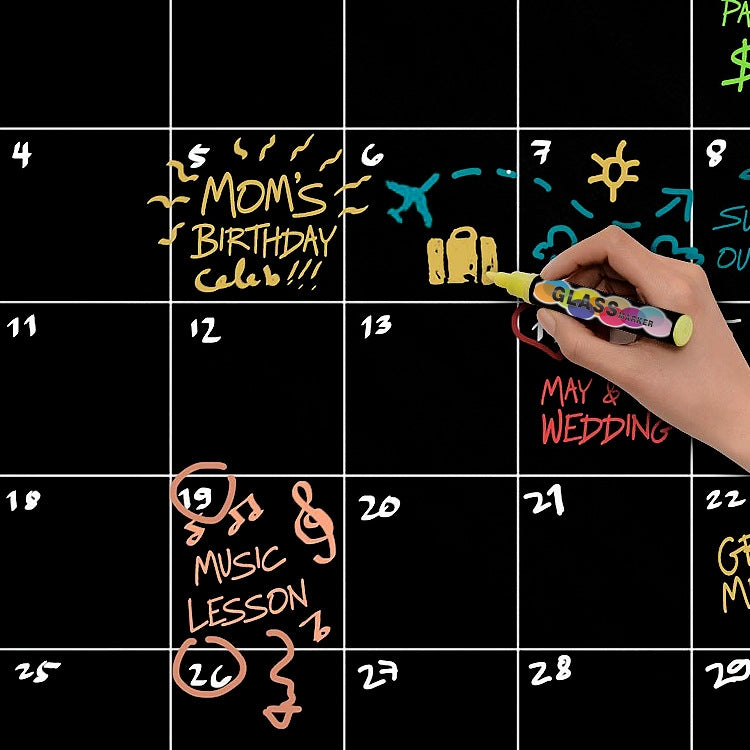 2 PCS  Rewritable Magnetic Calendar Stickers Refrigerator Stickers Message Board Blackboard Stickers(Black)