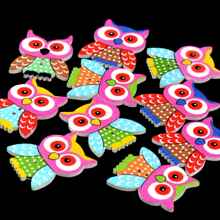 20 in 1 Children Clothing Colorful Cartoon Owl Wooden Eye Button, Specification: 35 x 28mm