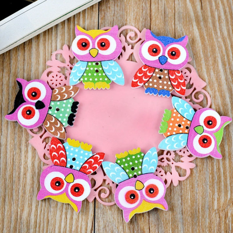 20 in 1 Children Clothing Colorful Cartoon Owl Wooden Eye Button, Specification: 35 x 28mm