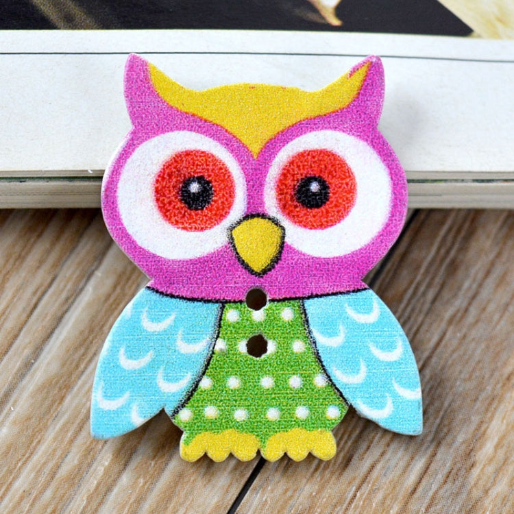 20 in 1 Children Clothing Colorful Cartoon Owl Wooden Eye Button, Specification: 35 x 28mm