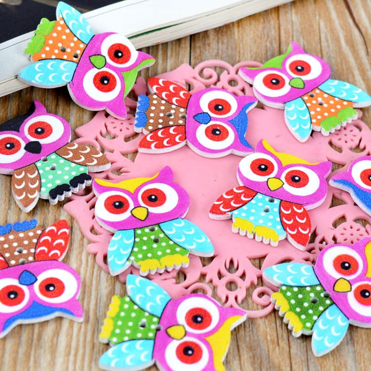 20 in 1 Children Clothing Colorful Cartoon Owl Wooden Eye Button, Specification: 35 x 28mm