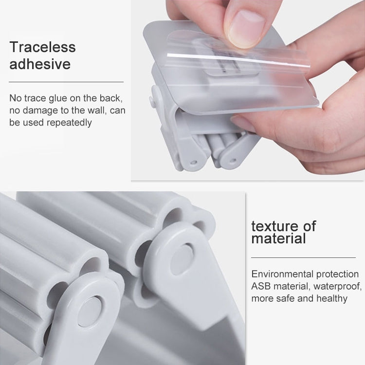 Mop Holder Wall Mounted Organizer Holder Household Kitchen Bathroom Adhesive Storage Broom Hanger Clip Hook Racks(Grey)