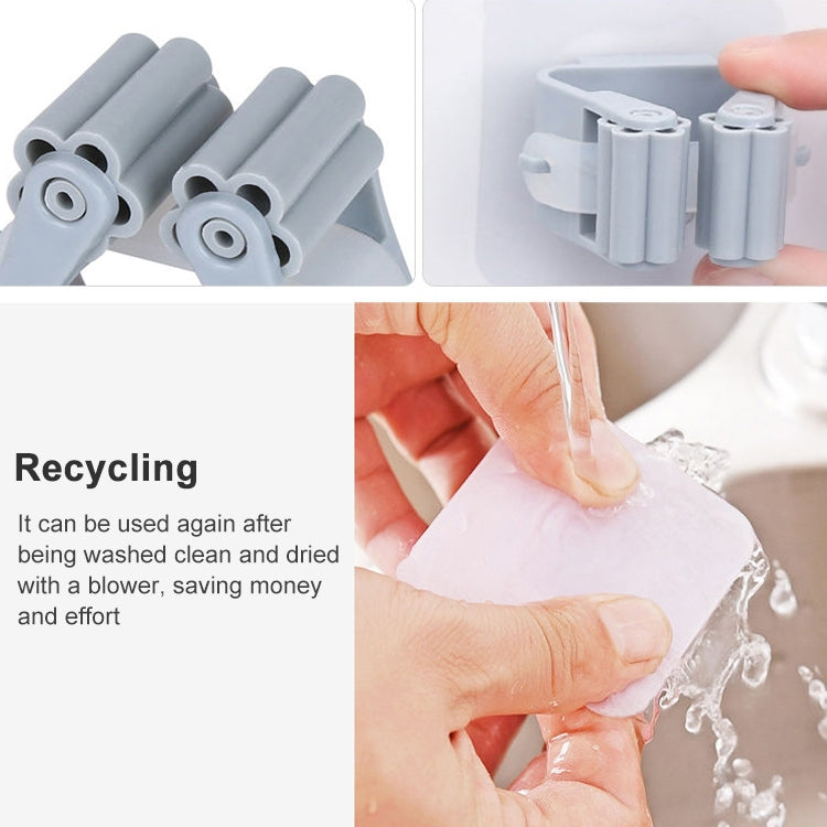 Mop Holder Wall Mounted Organizer Holder Household Kitchen Bathroom Adhesive Storage Broom Hanger Clip Hook Racks(Grey)