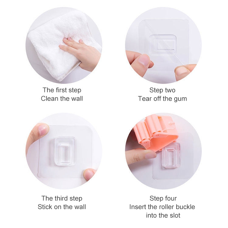 Mop Holder Wall Mounted Organizer Holder Household Kitchen Bathroom Adhesive Storage Broom Hanger Clip Hook Racks(Grey)