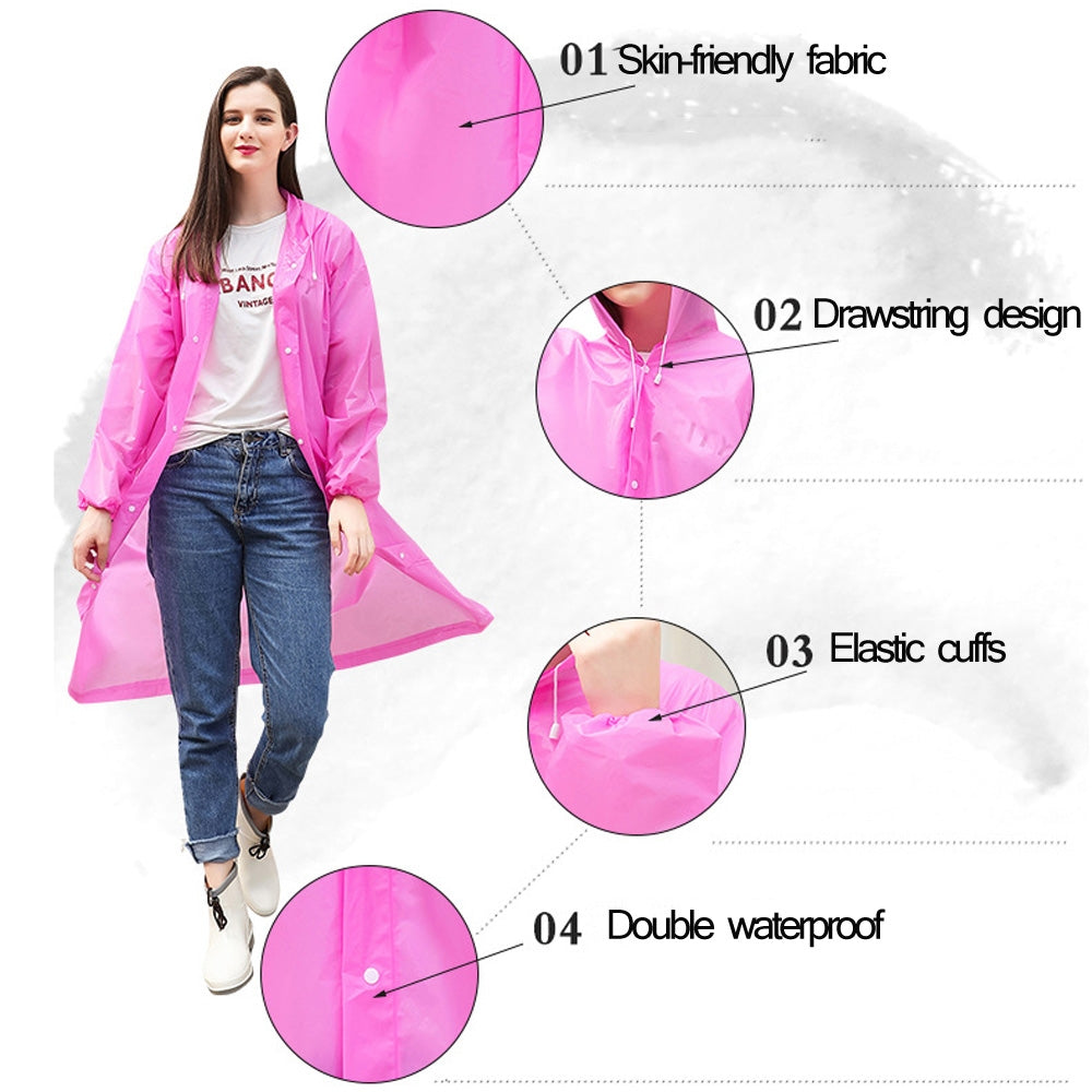 Disposable  PEVA Environment Transparent Raincoat Outdoor Hiking Siamese Raincoat(Pink)