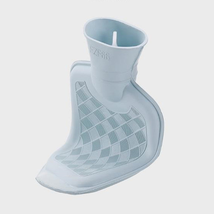 Cartoon Flowers Plush Hot Water Bottle Bag Injection Water Hand Warmer(Blue)