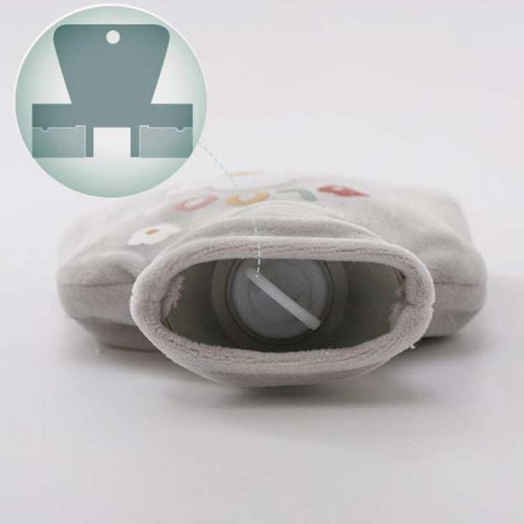 Cartoon Flowers Plush Hot Water Bottle Bag Injection Water Hand Warmer(Pink)