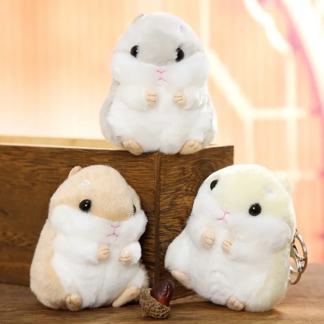Cute Hamster Keychain Bag Pendant Plush Doll(Light Gray)