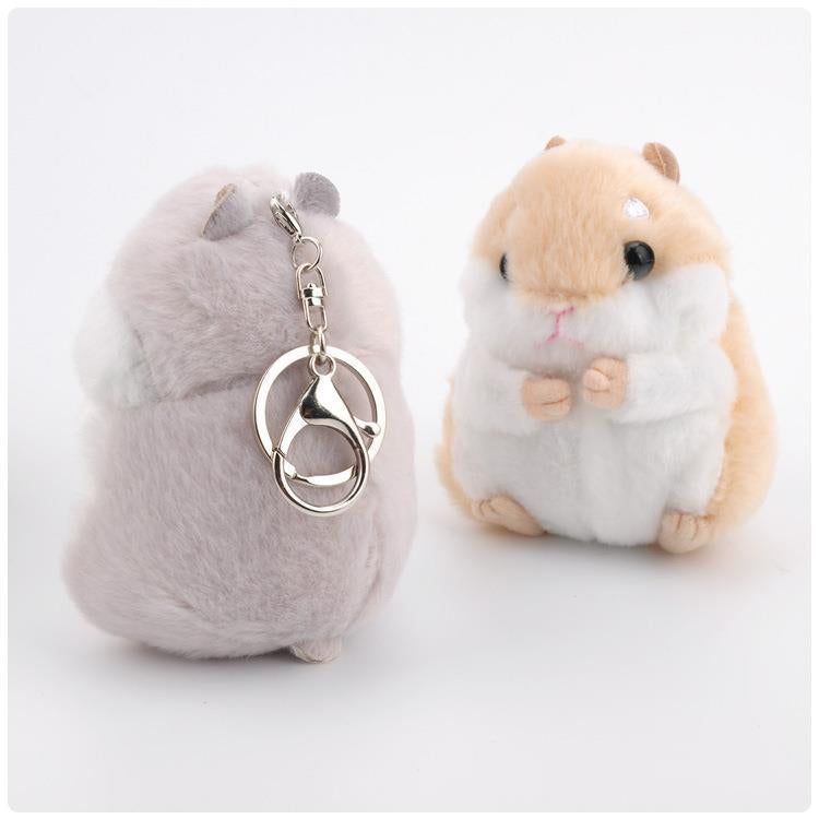 Cute Hamster Keychain Bag Pendant Plush Doll(Light Gray)