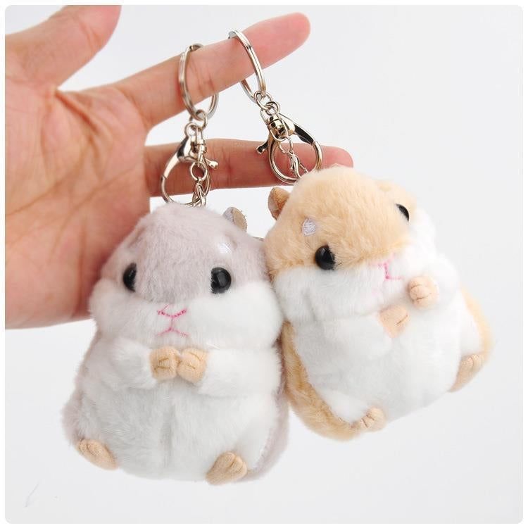 Cute Hamster Keychain Bag Pendant Plush Doll(Light Brown)