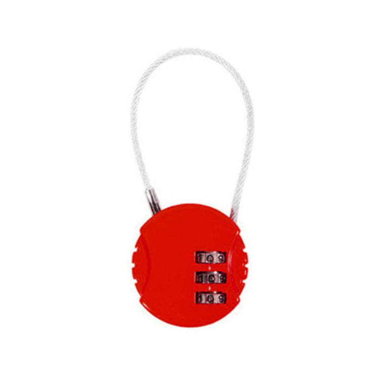 Steel Rope Spherical Combination Lock Gym Luggage Bicycle Round Padlock(Red)