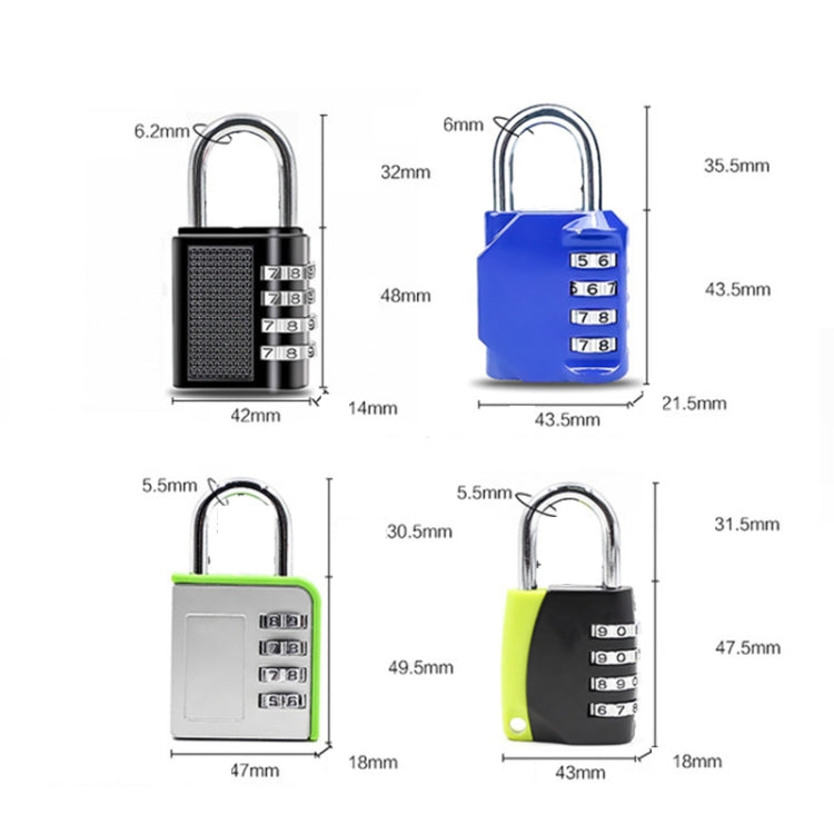 Four Digits Combination Lock Lluggage Gym Anti-theft Padlock, Style:8024