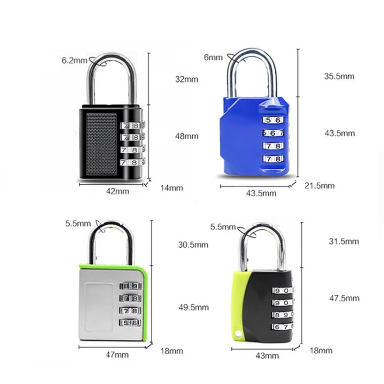 Four Digits Combination Lock Lluggage Gym Anti-theft Padlock, Style:8075