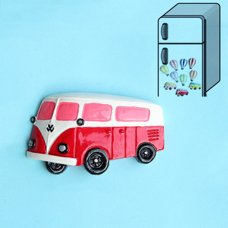 Resin Cartoon DIY Creative Refrigerator Sticker Decoration(Red Bus)