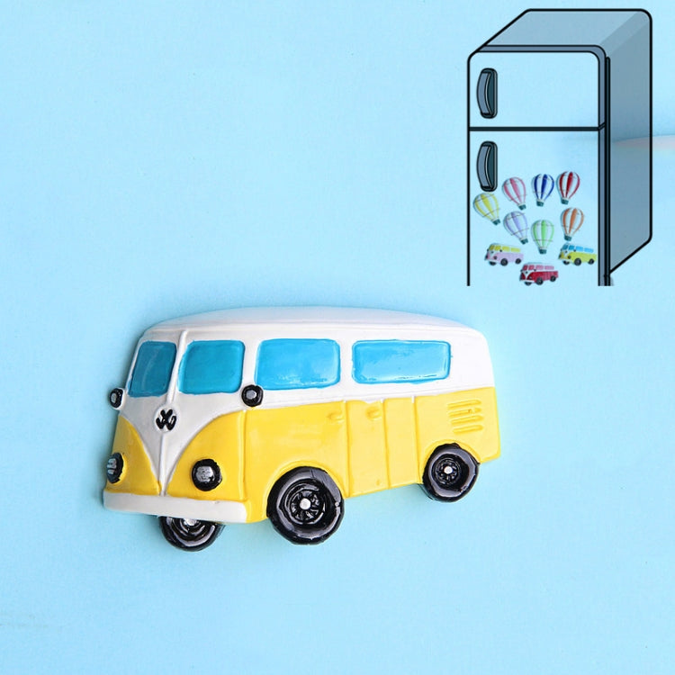 Resin Cartoon DIY Creative Refrigerator Sticker Decoration(Yellow Bus)