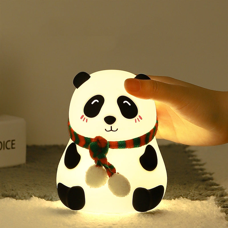 Cute Panda Night Light USB Charging Touch Control Colorful Silicone Bedside Lamp(Squinting)