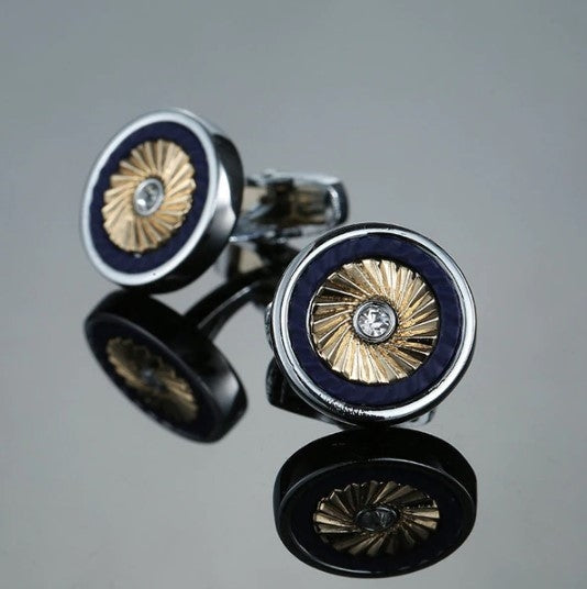 1 Pair Men steel Laser Engraving Cuff Links For Wedding Party Fashion Simple Men Sleeve Shirt Cufflinks(Silver + Gold)