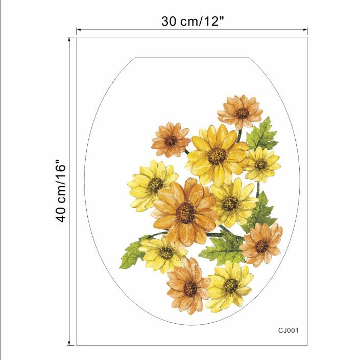 2 PCS Peony Flower Toilet Stickers Living Room TV Background Wall Decoration Kindergarten Environment Layout Mural(CJ001)