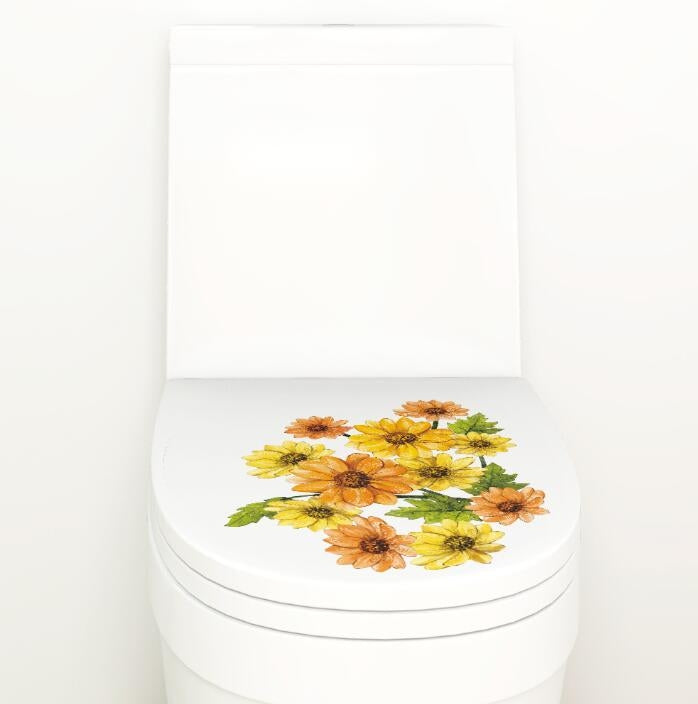 2 PCS Peony Flower Toilet Stickers Living Room TV Background Wall Decoration Kindergarten Environment Layout Mural(CJ001)