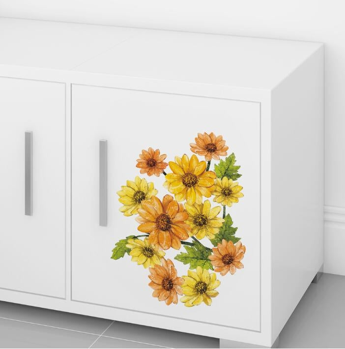 2 PCS Peony Flower Toilet Stickers Living Room TV Background Wall Decoration Kindergarten Environment Layout Mural(CJ001)