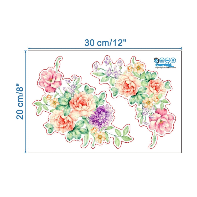 2 PCS Peony Flower Toilet Stickers Living Room TV Background Wall Decoration Kindergarten Environment Layout Mural(ZYPA-156-N)