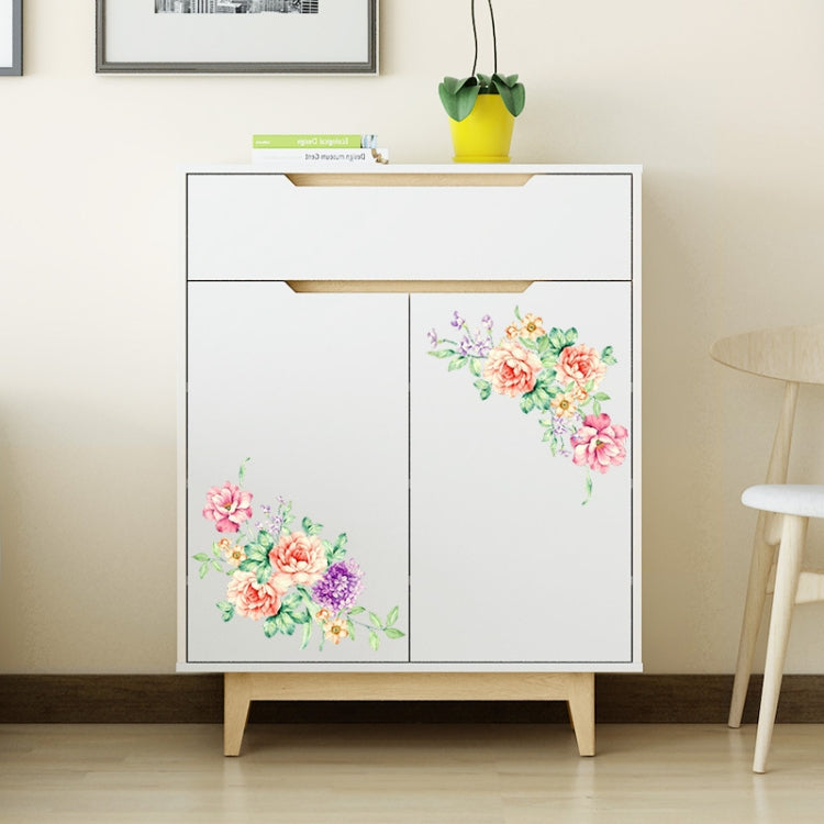 2 PCS Peony Flower Toilet Stickers Living Room TV Background Wall Decoration Kindergarten Environment Layout Mural(ZYPA-156-N)