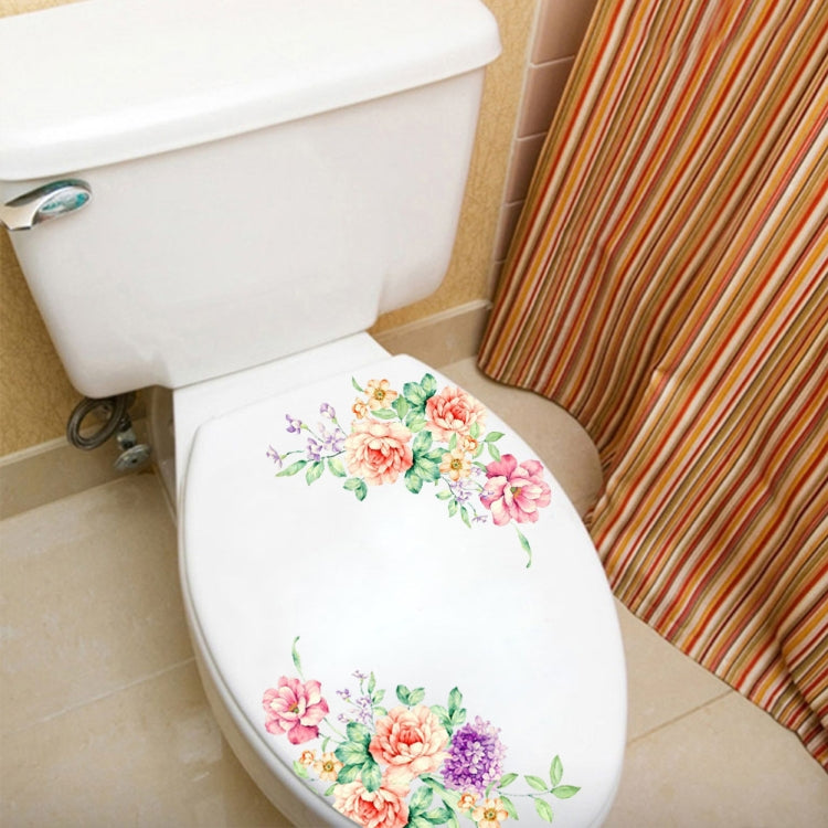 2 PCS Peony Flower Toilet Stickers Living Room TV Background Wall Decoration Kindergarten Environment Layout Mural(ZYPA-156-N)