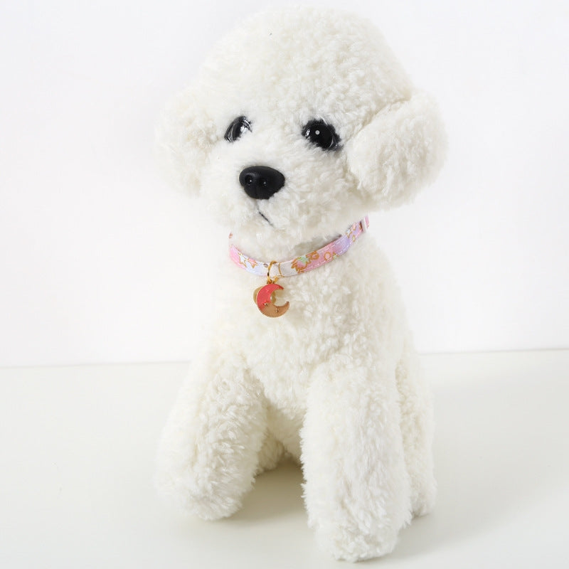 Adjustable Cat Dog Rabbit Safety Buckle Collar Pet Accessories, Size:S 17-32cm, Style:Moon(Pink)
