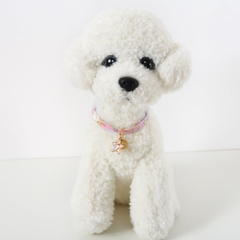 Adjustable Cat Dog Rabbit Safety Buckle Collar Pet Accessories, Size:S 17-32cm, Style:Star(Pink)