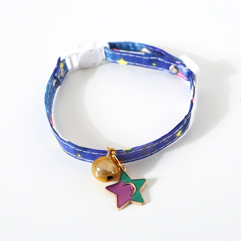 Adjustable Cat Dog Rabbit Safety Buckle Collar Pet Accessories, Size:S 17-32cm, Style:Star(Blue)