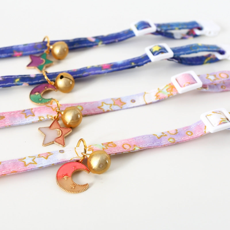 Adjustable Cat Dog Rabbit Safety Buckle Collar Pet Accessories, Size:S 17-32cm, Style:Star(Pink)