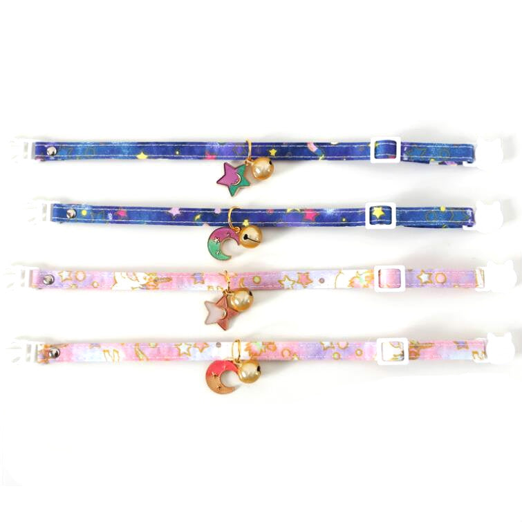 Adjustable Cat Dog Rabbit Safety Buckle Collar Pet Accessories, Size:S 17-32cm, Style:Star(Pink)