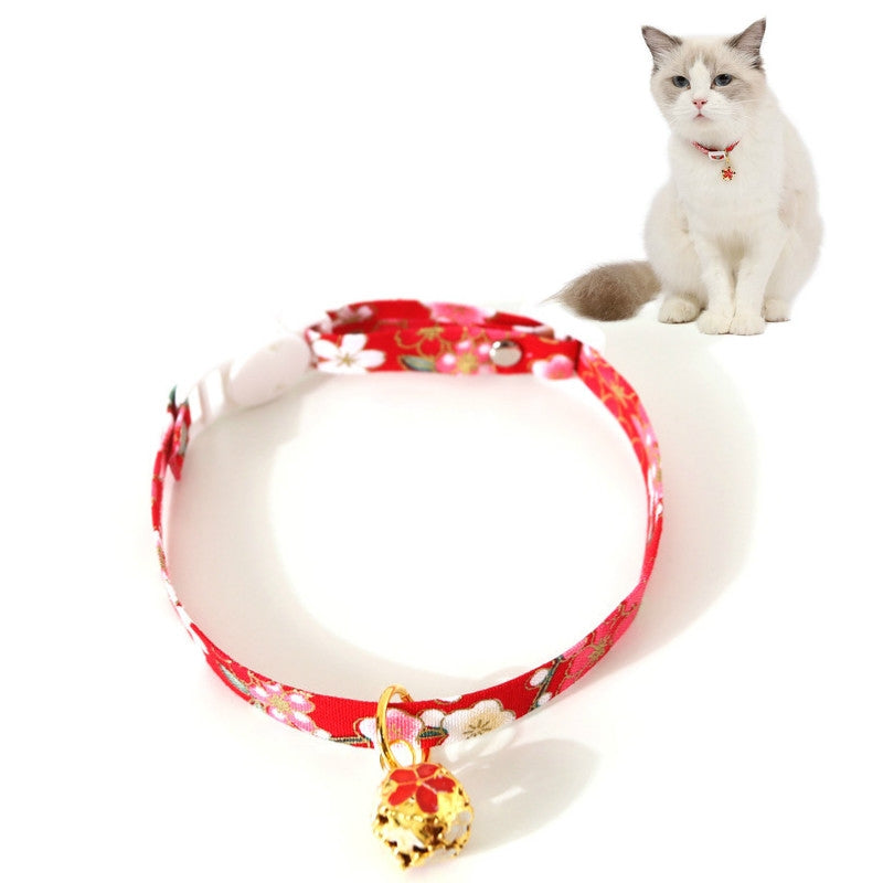 Adjustable Pet Flower Hollow Bell Collar Cat Dog Collar Accessories, Specification: S 17-32cm(Red)